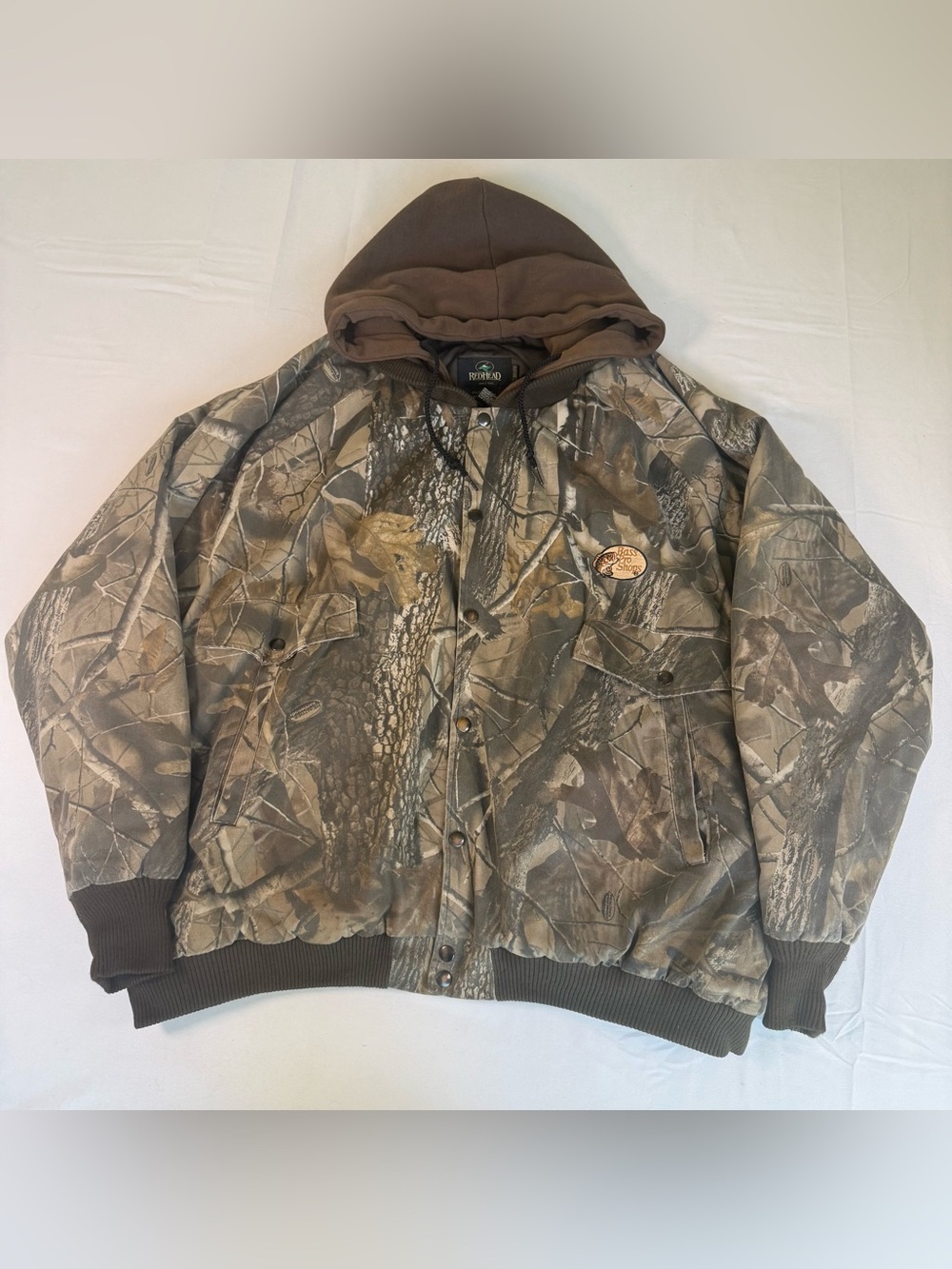 vintage RedHead Bass Pro Shops Realtree Camo Hooded Bomber Jacket